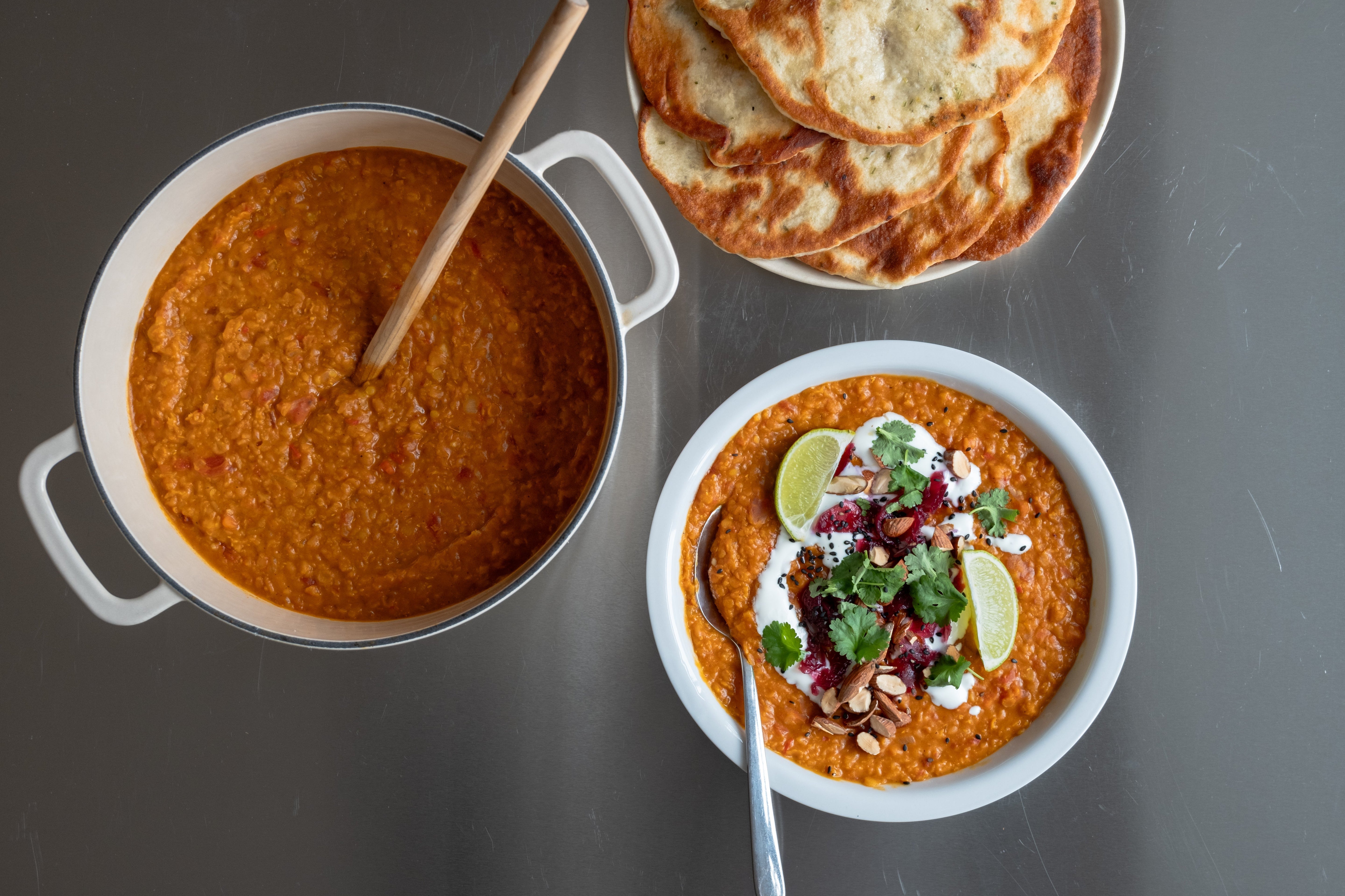 Indian Dhal with Homemade Flatbread