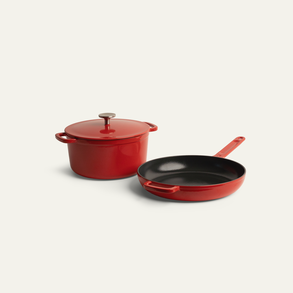 Emailliertes Gusseisen-Set – CARDENAU-Rot